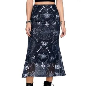 ROMWE Avant Skull & Butterfly Graphic Mesh Skirt